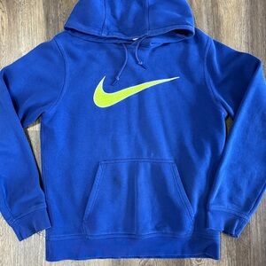 Nike Swoosh Hoodie Blue Lime Green Retro Vintage Y2K Embroidered Size 2XL XXL